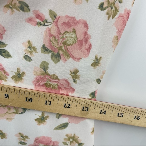 LPA white pink Floral Maxi long Dress Sz S spaghetti strap draped neckline - Picture 14 of 14